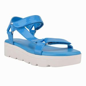 Nine West Bringly Flat Sandals - Blue/White - Ireland (ZF2876149)